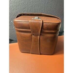 Vintage Brown Faux Leather Case with Buckle Strap Camera Binocular Storage
